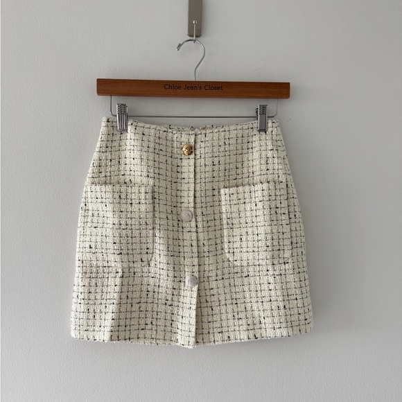 ANINE BING NWT Mateo Tweed Ivory Mini Skirt - Picture 5 of 11